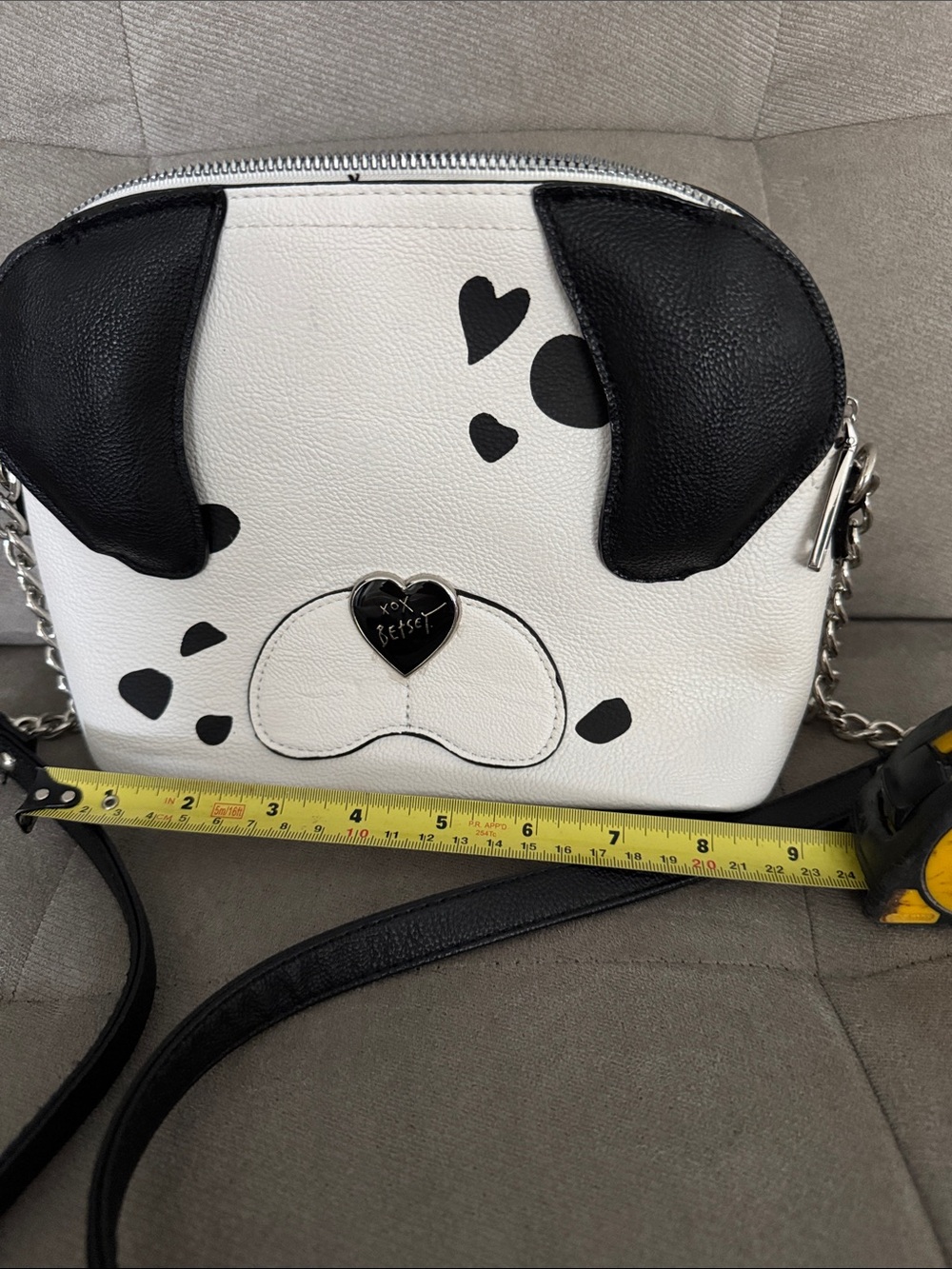 Betsey Johnson Black & White Puppy Applique Crossbody Bag - Picture 2 of 5